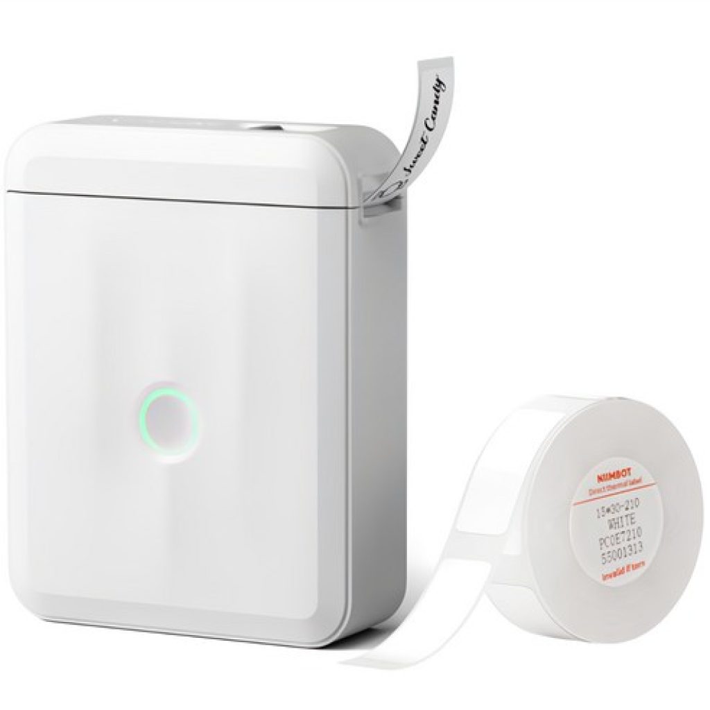 라인프렌즈 브라운 캐릭터가 그려진 귀여운 디자인의 휴대용 라벨기